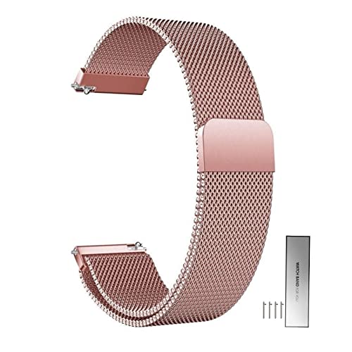 Edelstahl Mesh Uhrenarmband Für Herren Und Damen Metall Magnetverschluss Smartwatch Ersatz Armband 14mm 16mm 18mm 20mm 22mm 24mm Schnellverschluss Watch Strap Band ( Color : Rose Pink , Size : 20mm ) von Overhil1s