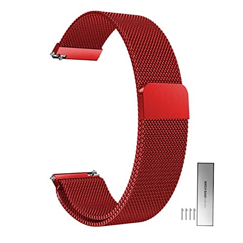 Edelstahl Mesh Uhrenarmband Für Herren Und Damen Metall Magnetverschluss Smartwatch Ersatz Armband 14mm 16mm 18mm 20mm 22mm 24mm Schnellverschluss Watch Strap Band ( Color : Rot , Size : 18mm ) von Overhil1s