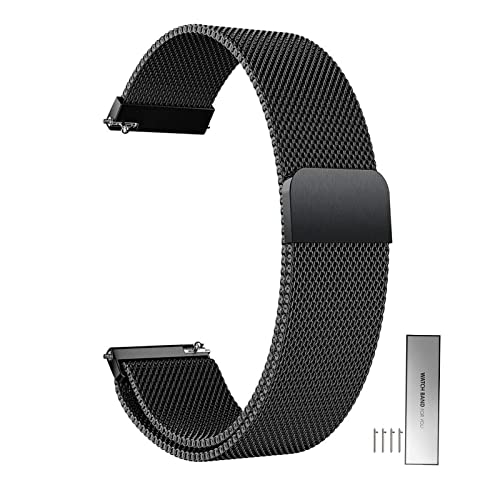 Edelstahl Mesh Uhrenarmband Für Herren Und Damen Metall Magnetverschluss Smartwatch Ersatz Armband 14mm 16mm 18mm 20mm 22mm 24mm Schnellverschluss Watch Strap Band ( Color : Schwarz , Size : 14mm ) von Overhil1s