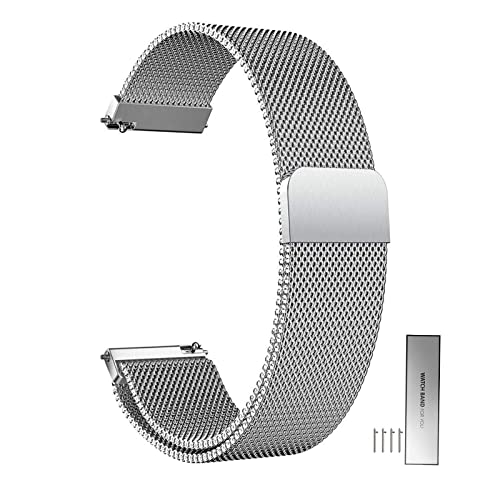 Edelstahl Mesh Uhrenarmband Für Herren Und Damen Metall Magnetverschluss Smartwatch Ersatz Armband 14mm 16mm 18mm 20mm 22mm 24mm Schnellverschluss Watch Strap Band ( Color : Silver , Size : 22mm ) von Overhil1s