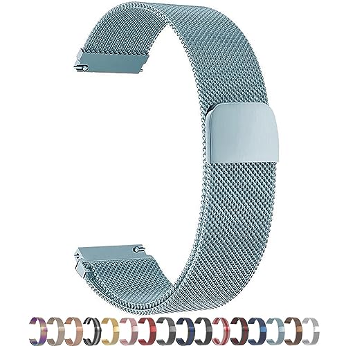 Edelstahl Mesh Uhrenarmband for Herren und Damen 12mm 14mm 16mm 18mm 20mm 22mm 24mm Verstellbare Magnetverschluss Metall Ersatz Schnellverschluss Uhrenarmband ( Color : Light Blue , Size : 22mm ) von Overhil1s