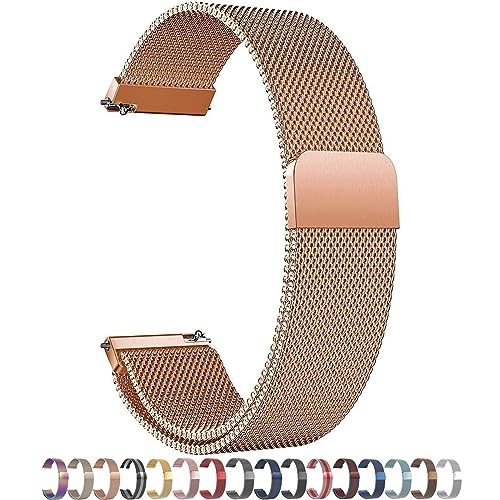 Edelstahl Mesh Uhrenarmband for Herren und Damen 12mm 14mm 16mm 18mm 20mm 22mm 24mm Verstellbare Magnetverschluss Metall Ersatz Schnellverschluss Uhrenarmband ( Color : Rose Gold , Size : 12mm ) von Overhil1s