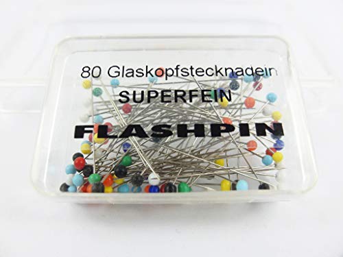 Ovinaht 80 Glaskopfstecknadeln - SUPERFEIN/Mix-Farbe - (ca. 80 Stck.) 0,40 x 33 mm von Ovinaht