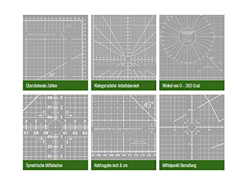 Schneidematten Patchwork für Rollschneider & Messer Selbstheilende Oberfläche 63 x 47 cm grau von Ovinaht