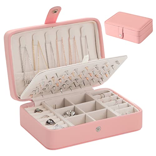 Owelth Reise Schmuckkästchen Klein, Schmuckaufbewahrung Reise für Damen PU-Leder, Mini Schmuckschatulle Schmuckkasten Mädchen Geschenk, Jewelry Organizer Reisen für Ringe, Ohrringe, Halskette von Owelth