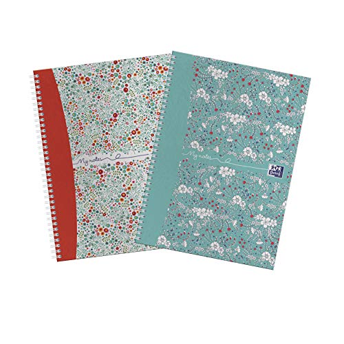 Oxford Floral and Bloom Hefte, 140 Seiten, Doppelpack, geeignet für Scribzee A4 von Oxford