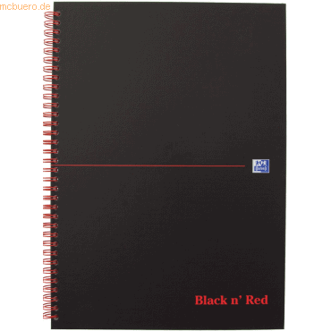 Oxford Spiralbuch Office Black 'n Red A5 kariert 5 mm 70 Blatt 90 g/qm von Oxford