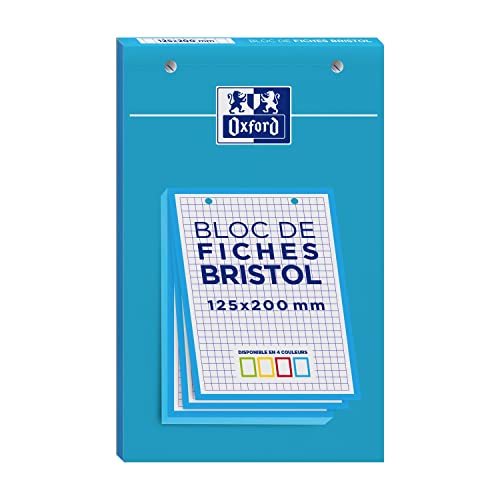 OXFORD Block mit 30 Karteikarten, 125 x 200 mm, perforiert, Q5/5, Blau von Oxford