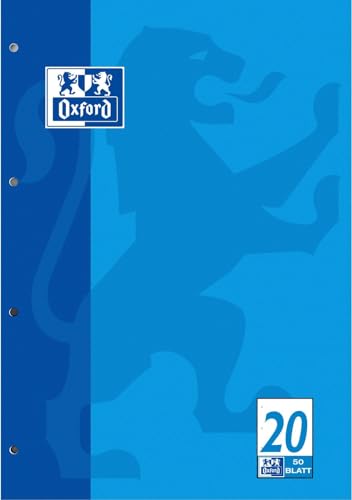 Oxford 100050354 Schulblock Linien 20 - A4, 50 Blatt, 90 g/qm, 4-fach Lochung von Oxford