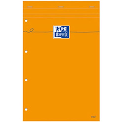 Oxford 100106286 Notizblock - Everyday A4+ gelocht, liniert mit Rahmen, 80 Blatt, /m², 5-er Pack, orange von Oxford