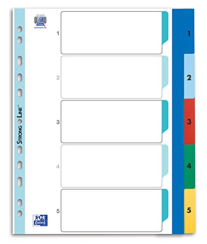 Oxford 100205096 Kunststoff-Register Strong-Line Zahlen 1-5, A4, XL, 5-teilig von Oxford