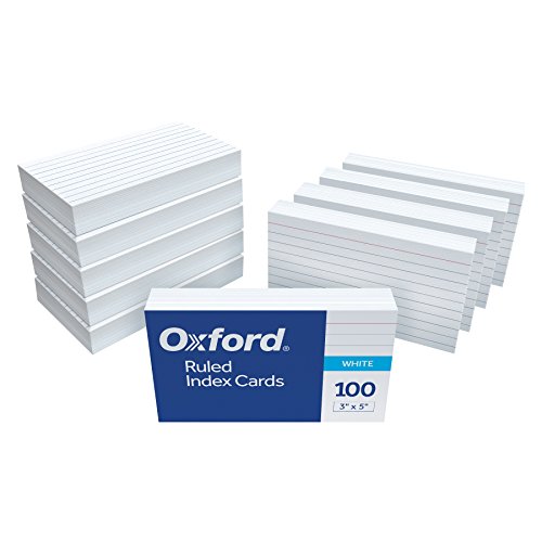 Oxford 98833 Karteikarten, liniert, 7,6 x 12,7 cm, Weiß, 1.000 Karten, 10 Packungen mit je 100 Stück von Oxford