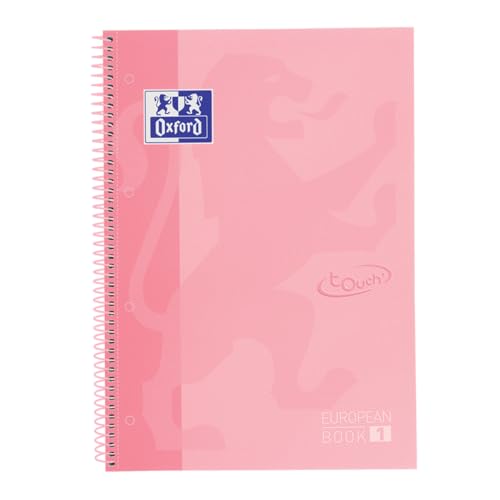 Oxford A4 European Book 1, kariert, 160 Seiten mit farbigen Rändern, Touch Hardcover, mit Whiteboard, pastell rosa von Oxford