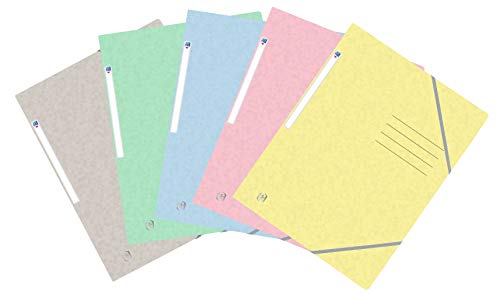 Oxford Top File + Eckspannermappe A4, extrastark aus Karton, sortiert 5 Pastell-Farben, 25er Pack, 400124546 von Oxford