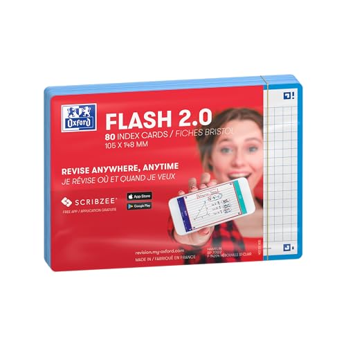 Oxford Flash 2.0 Flashcards A6 105x148mm Kariert 5mm Türkis 80 Stück von Oxford