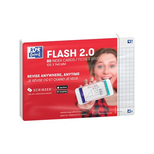 Oxford Flash 2.0 Flashcards A6 105x148mm Kariert 5mm Weiss 80 Stück von Oxford