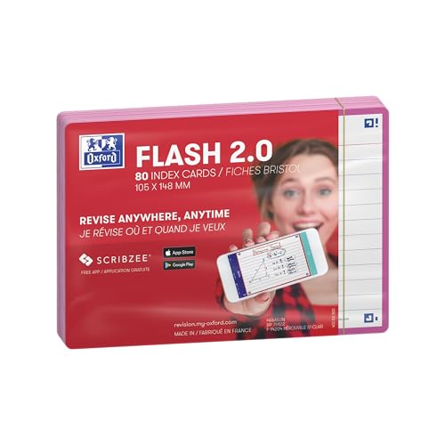 Oxford Flash 2.0 Flashcards A6 105x148mm Liniert Fuchsia 80 Stück von Oxford