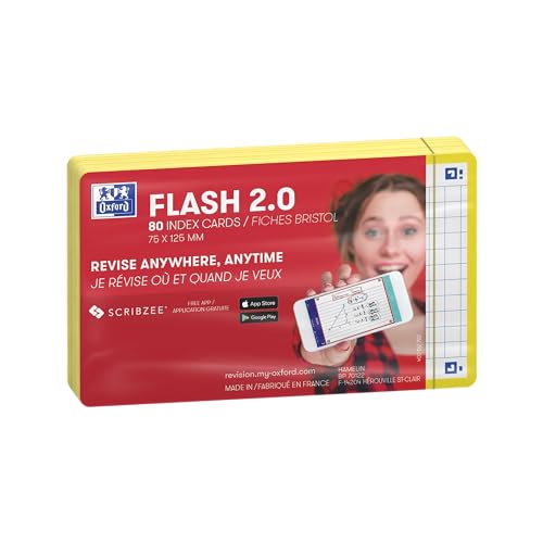 Oxford Flash 2.0 Flashcards A7 75x125mm Kariert 5mm Gelb 80 Stück von Oxford