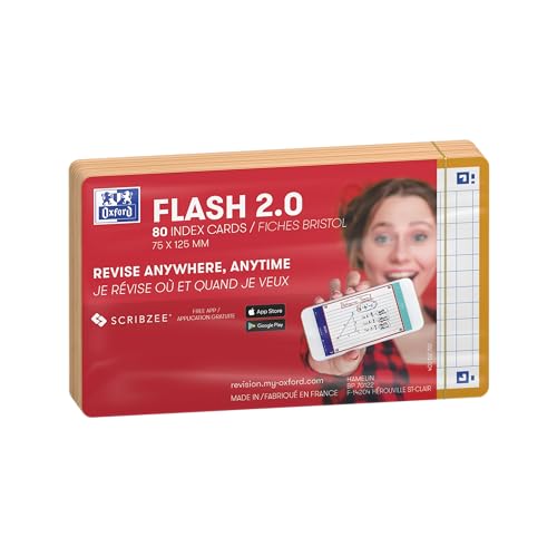 Oxford Flash 2.0 Flashcards A7 75x125mm Kariert 5mm Orange 80 Stück von Oxford