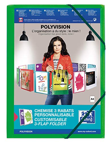 Oxford Kunststoff-Eckspannmappe polyvision, 12er Pack, DIN A4, grün von Oxford