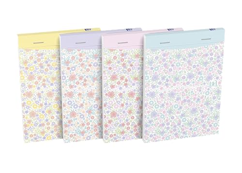 Oxford Notizblock A6 Floral liniert, 160 Seiten, geheftet, 4 Designs, 10 Stück von Oxford