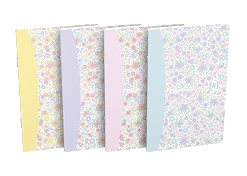 Oxford Notizheft Floral liniert, 9x14cm, 80 Seiten, Softcover, 4 Designs, 10 Stück von Oxford