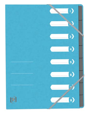 Oxford Ordnungsmappe A4, aus Karton, 8 Fächer, hellblau, 15 Stück von Oxford