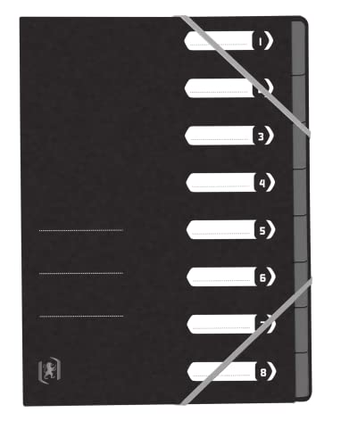 Oxford Ordnungsmappe A4, aus Karton, 8 Fächer, schwarz, 15 Stück von Oxford