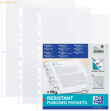 10 x Oxford Prospekthülle A4 standard PP transparent 90my VE=100 Stück von Oxford