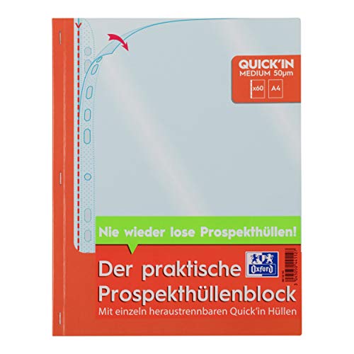 Oxford Prospekthüllen-Block QUICK'IN, DIN A4, glasklar von Oxford