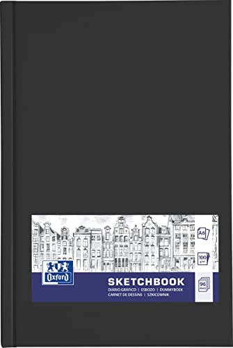 Oxford SKIZZENBUCH A6 Hardcover Fallgebunden Genäht 96 Blatt 100g Schwarz - 5er Pack von Oxford