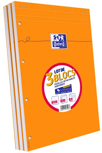 Oxford Schule 100107098 3-er Pack, Notizheft, perforiert, 210 x 315 mm, 240 Blatt, 80 G/5, Q5 von Oxford