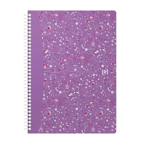 Oxford Spiral Notizbuch B5 Floral liniert, 120 Seiten, Softcover, 4 Designs, 1 Stück von Oxford