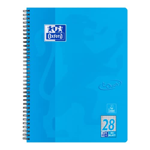 Oxford Touch Collegeblock A4 kariert, mit Doppelrand, 80 Blatt, blau von Oxford