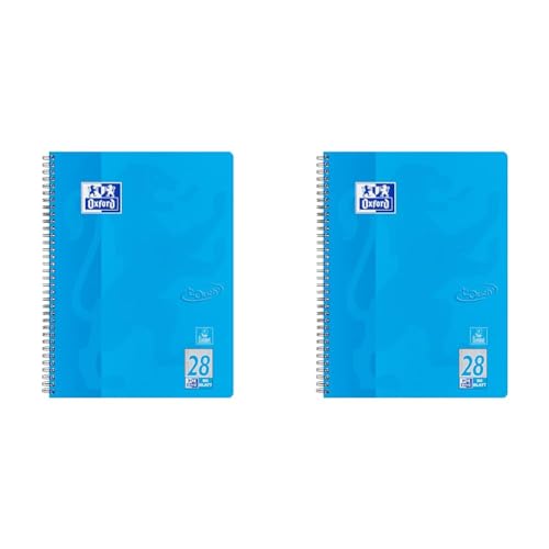 Oxford Touch Collegeblock A4 kariert, mit Doppelrand, 80 Blatt, blau (Packung mit 2) von Oxford