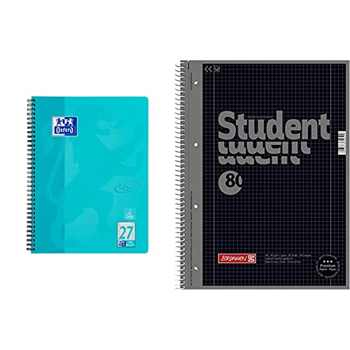 Oxford Touch Collegeblock A4 liniert, mit Doppelrand, 80 Blatt, aqua & Brunnen 1067928190 Notizblock/Collegeblock Student Colour Code (A4 kariert, Lineatur 28, 90 g/m², 80 Blatt) schwarz von Oxford