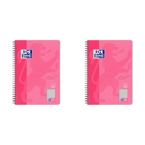 Oxford Touch Collegeblock B5 kariert mit Rand, 80 Blatt, pink (Packung mit 2) von Oxford