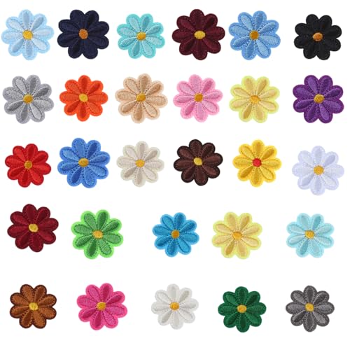 28pcs Bestickte Stoffflecken Blumenapplikationen 40 Mm Eisen Auf Blumenflecken Für Kleidung Jacken Jeans Bag Dekoration von Oxxggkao