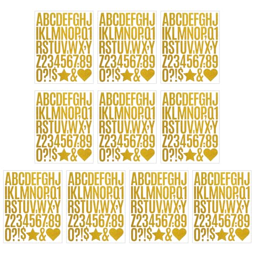 420pcs Glitzernde Buchstabennummer Aufkleber Gold Glitzer Aufkleber Großer Buchstabenaufkleber Für Journal Notebook Scrapbooking von Oxxggkao