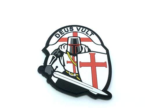 Crusader 'Deus Vult ' Knights Templar Morale Patch PVC Airsoft Paintball Klett Emblem Abzeichen von Oxycute GD