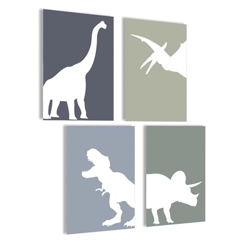 Oyifan Kinderzimmer Dekorationen, Dinosaurier Poster, Jungen Zimmer Dekorationen, 4pcs Deko Kinderzimmer für Jungen, Mädchen, Babyzimmer Bilder, Bild Kinderzimmer Dekoration von Oyifan