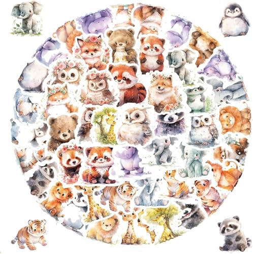 100 Stück Süße Sticker Tiere,Wasserfest Aufkleber Tiere,Wiederverwendbare Tier Sticker,Interessant Sticker Kinder Tiere,Tieraufkleber,für Laptop,Telefon,Wasserflasche,Fahrrad,Koffer,Scrapbook von Oykrueats