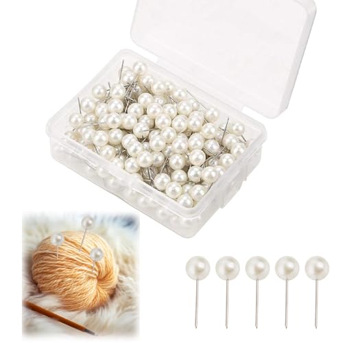 200 Stück Stecknadeln mit Kopf,Weiße stecknadeln aus rostfreiem,Weiße Perle Stecknadeln Lang,Perle Nadeln Lange,Sewing Pins für Nähen Handwerk,Hochzeit Dekorationen(42mm) von Oykrueats