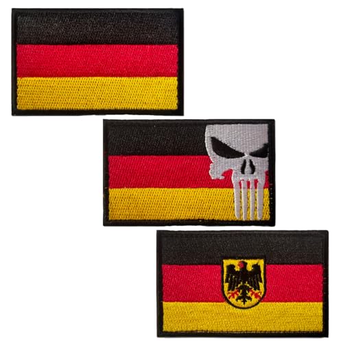 3 Stück Deutschland Patch,Deutschland Patch Klett, Deutsch Flaggen Patches,Gestickt Abzeichen mit Klett Deutsch Applikationen für Kleidung Taschen Uniform Bundeswehr Militär Taktisch von Oykrueats