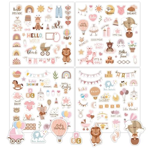 4 Stück Baby Fotoalbum Sticker,Vielfältig Sticker Babyalbum,Bezaubernd Baby Sticker,Braun Sticker Taufe,Sticker Babyparty Baby Sticker Fotoalbum,für Fotoalbum Kalender Notizbuch Babyparty Deko von Oykrueats