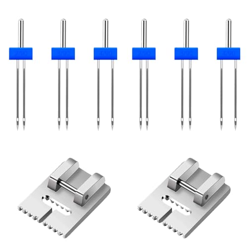 6 Stück zwillingsnadel jersey, nähmaschinennadeln Zwilling Nadeln, zwillingsnadeln für nähmaschine, jersey nadeln für nähmaschine, zwillingsnadel sewing mit Nähfuß Nähmaschinen Zubehön von Oykrueats