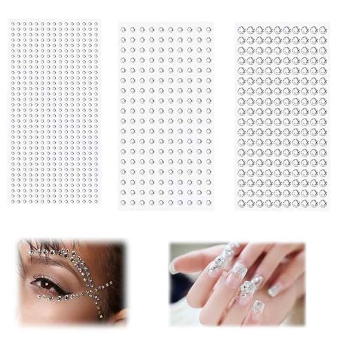 770 Stück Glitzersteine Gesicht Selbstklebend,Strasssteine Selbstklebend Gesicht,Face Glitzer Steine,Rhinestones Glitzersteine Gesicht Festival Schmuck Für Nägel,Haar,Halloween,Weihnachts Deko von Oykrueats