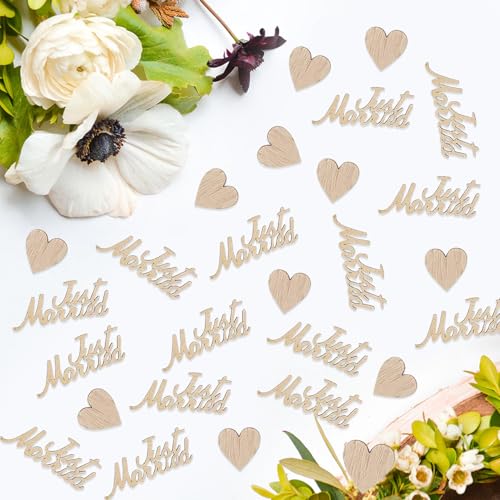 Tischdeko Hochzeit Konfetti,40 Stück Herz Konfetti Und 20 Stück Just Married Deko Konfetti Hochzeit Aus Holz,Just Married Deko Hochzeit,Herzen Streudeko Hochzeitsdeko Tisch für Valentinstag von Oykrueats