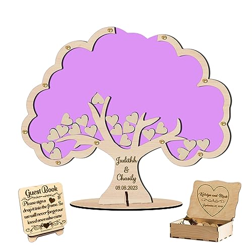 Ozinna Personalisiertes Hochzeitsgästebuch mit Baum als Alternative, rustikales Hochzeitsgästebuch für Empfangsgäste zum Unterschreiben mit Holz-Baumumrandung, Schild im Buch für Hochzeit, Babyparty, von Ozinna