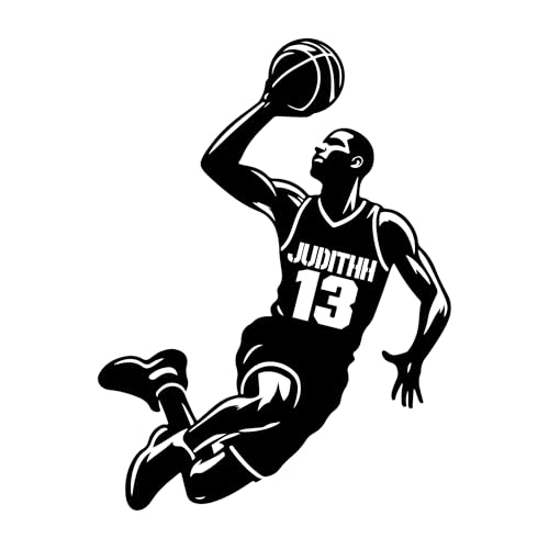 Personalisiert Wandtattoo Basketball mit Name und Nummer Wandaufkleber Wandsticker für Kinderzimmer Wohnzimmer Schlafzimmer Wanddeko,Geschenk für Kinder Junge Teenager Männer von Ozinna